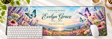 Butterflies of Remembrance personalized memorial desk mat — overhead workspace mockup
