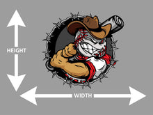 Cartoon Cowboy Baseball Face Holding Baseball Bat Wall Art Decal