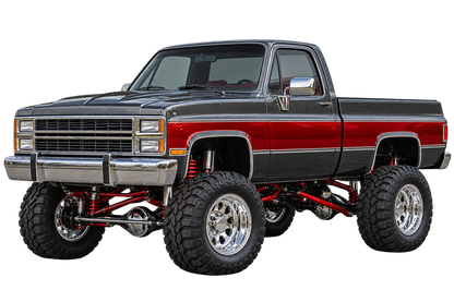 Charcoal & Red Classic Lifted Truck Contour Cut Decal – Indoor or Outdoor transparent artwork