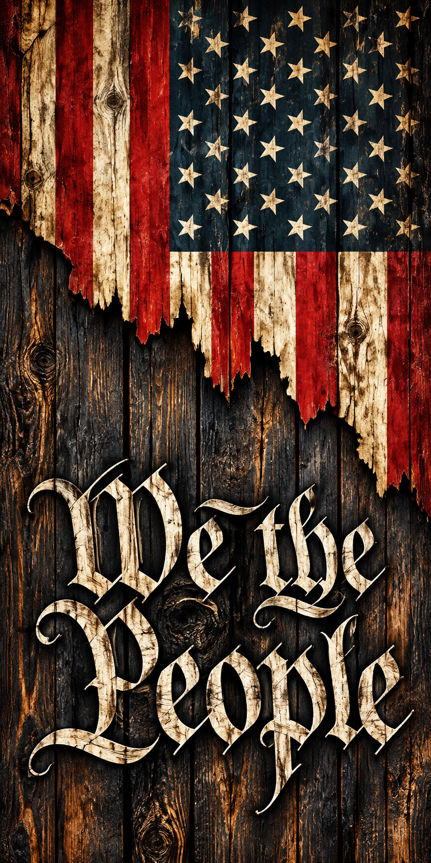 We the People Charred Timber Cornhole Board Wraps hole-free artwork