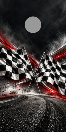 Checkered Flag Racing cornhole wrap proof showing regulation hole position
