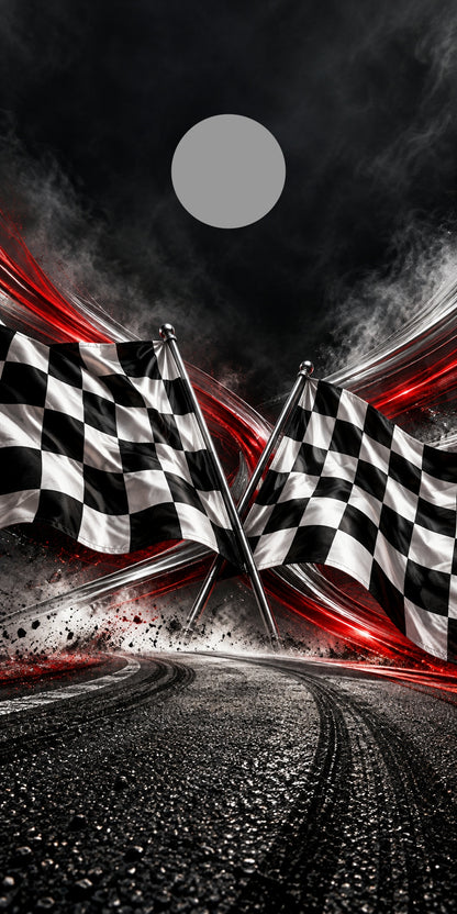 Checkered Flag Racing cornhole wrap proof showing regulation hole position