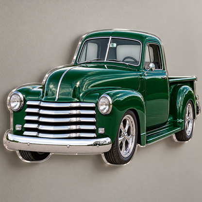 1950s Chevrolet 3100 Forest Green acrylic sign angled wall mockup
