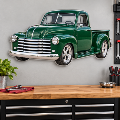 1950s Chevrolet 3100 Forest Green acrylic sign garage mockup