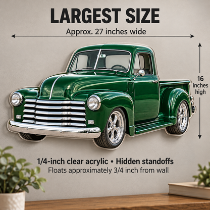 1950s Chevrolet 3100 Advance Design Forest Green acrylic sign sizes mockup