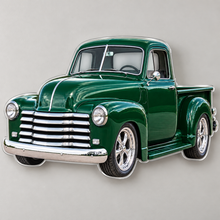 1950s Chevrolet 3100 Advance Design Forest Green acrylic sign wall mockup