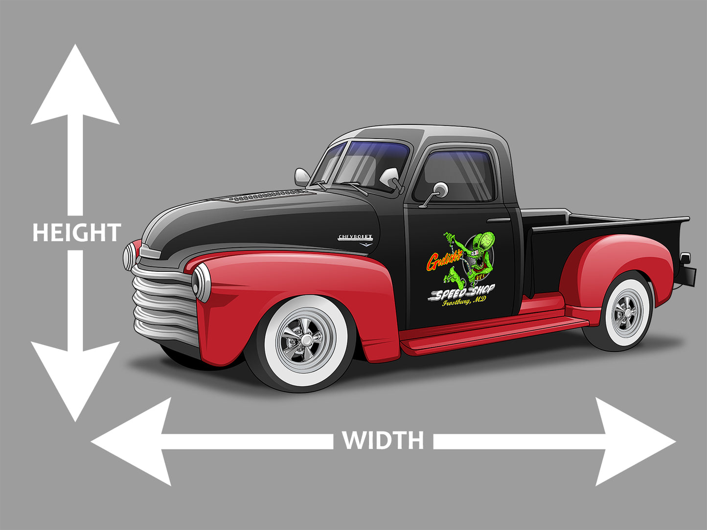 1949 Chevy Truck Pickup Car Art Wall Decal removeable HEIGHT WIDTH