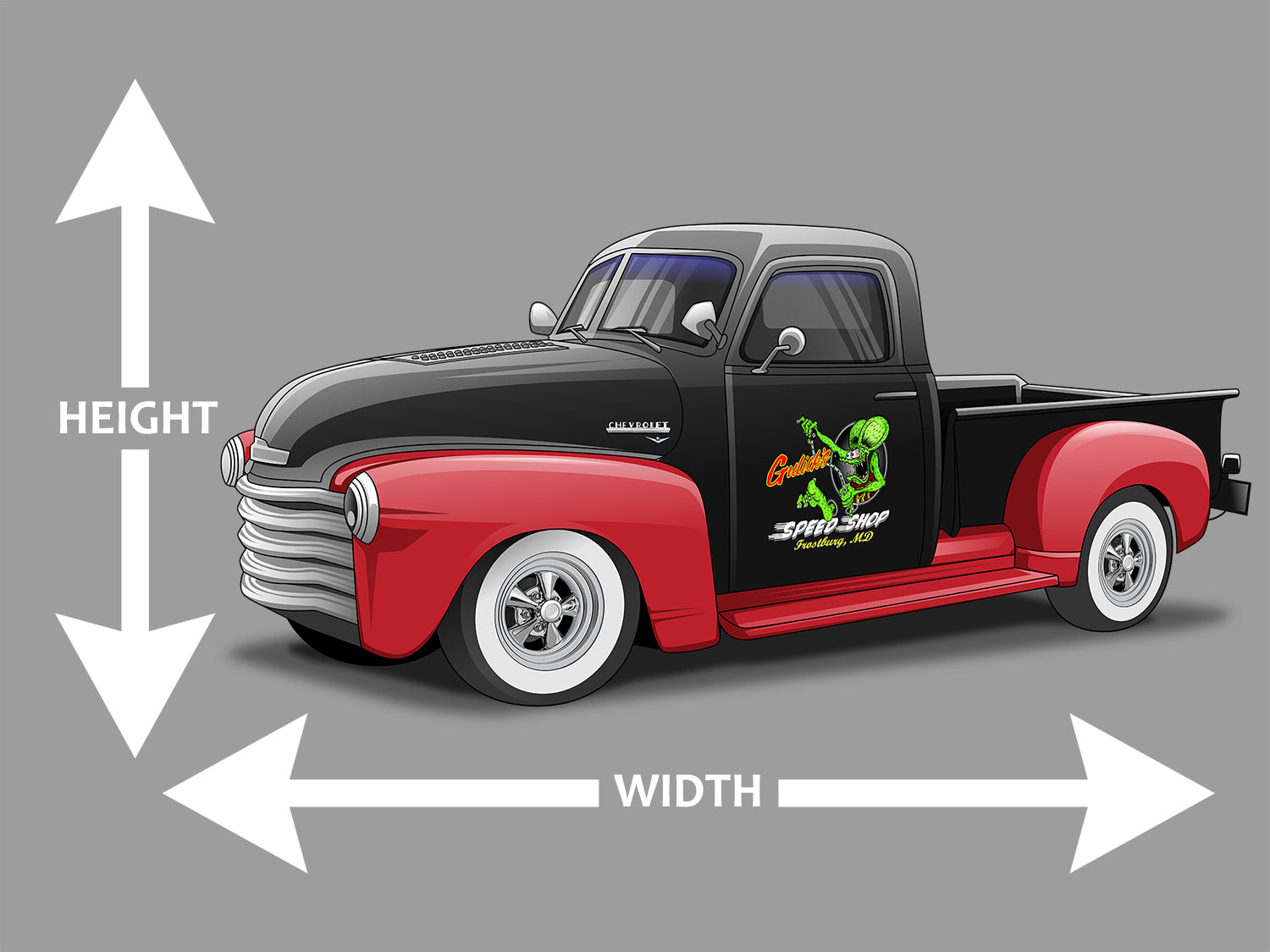 1949 Chevy Truck Pickup Car Art Wall Decal removeable HEIGHT WIDTH