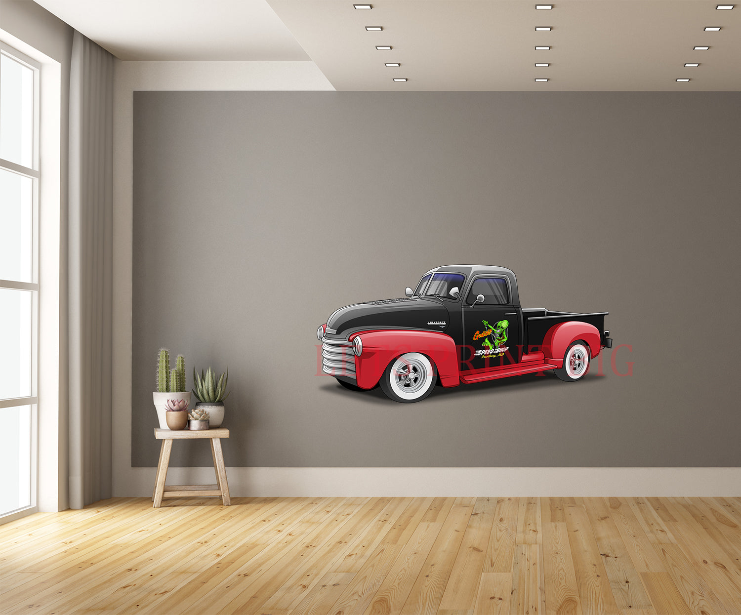 1949 Chevy Truck Pickup Car Art Wall Decal removeable Mockup