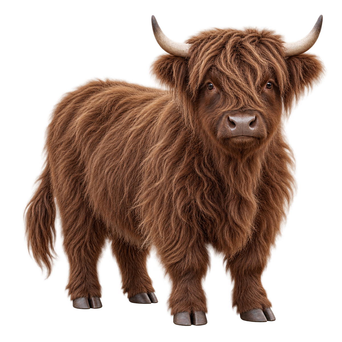 Chocolate miniature Highland cow contour cut decal artwork