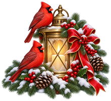 Christmas Cardinal Lantern standalone decal only