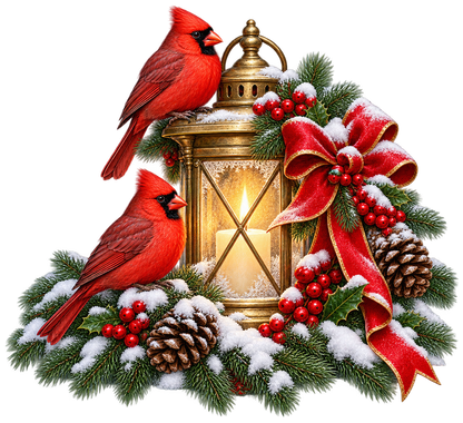 Christmas Cardinal Lantern standalone decal only