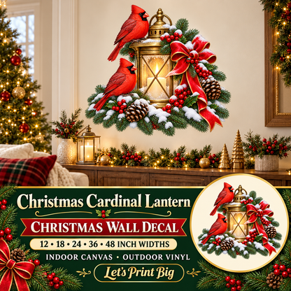 Christmas Cardinal Lantern summary – 12 to 48 inch widths
