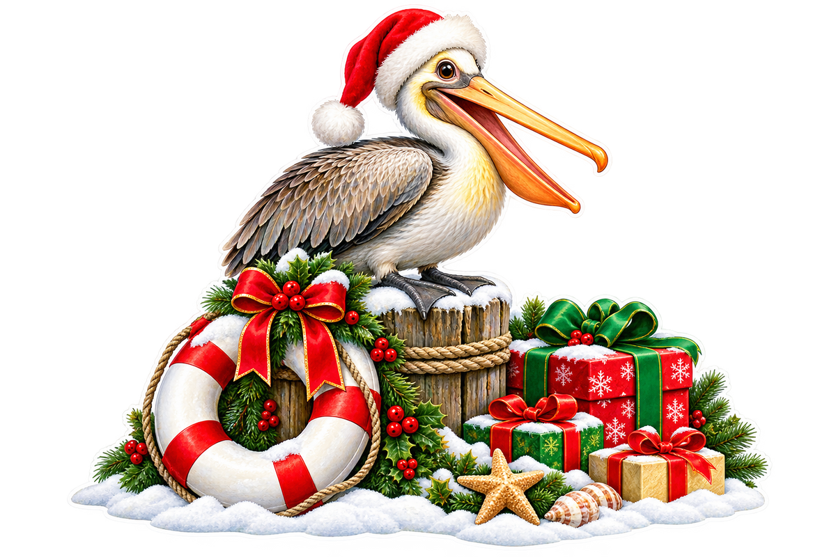 Christmas Coastal Pelican standalone artwork