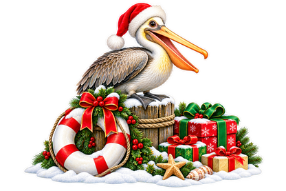 Christmas Coastal Pelican standalone artwork