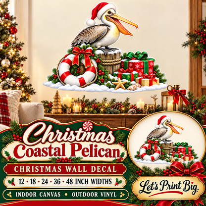 Christmas Coastal Pelican summary – 12 to 48 inch widths