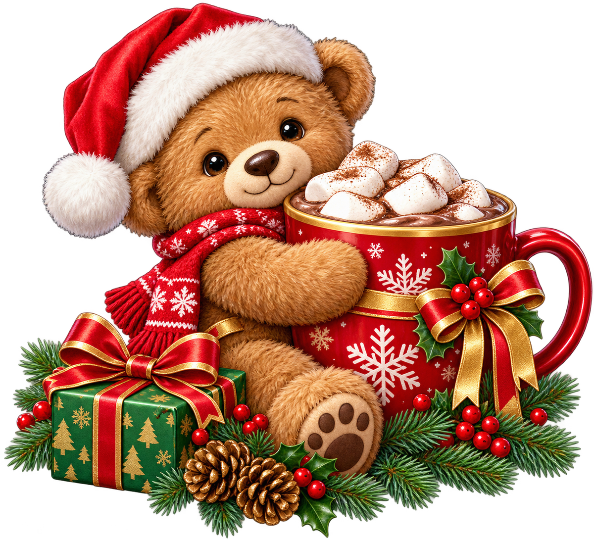 Christmas Cocoa Bear standalone decal only