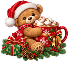 Christmas Cocoa Bear standalone decal only