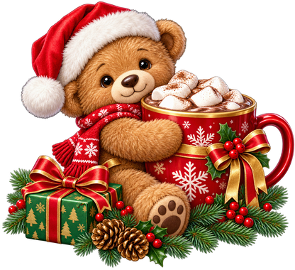 Christmas Cocoa Bear standalone decal only