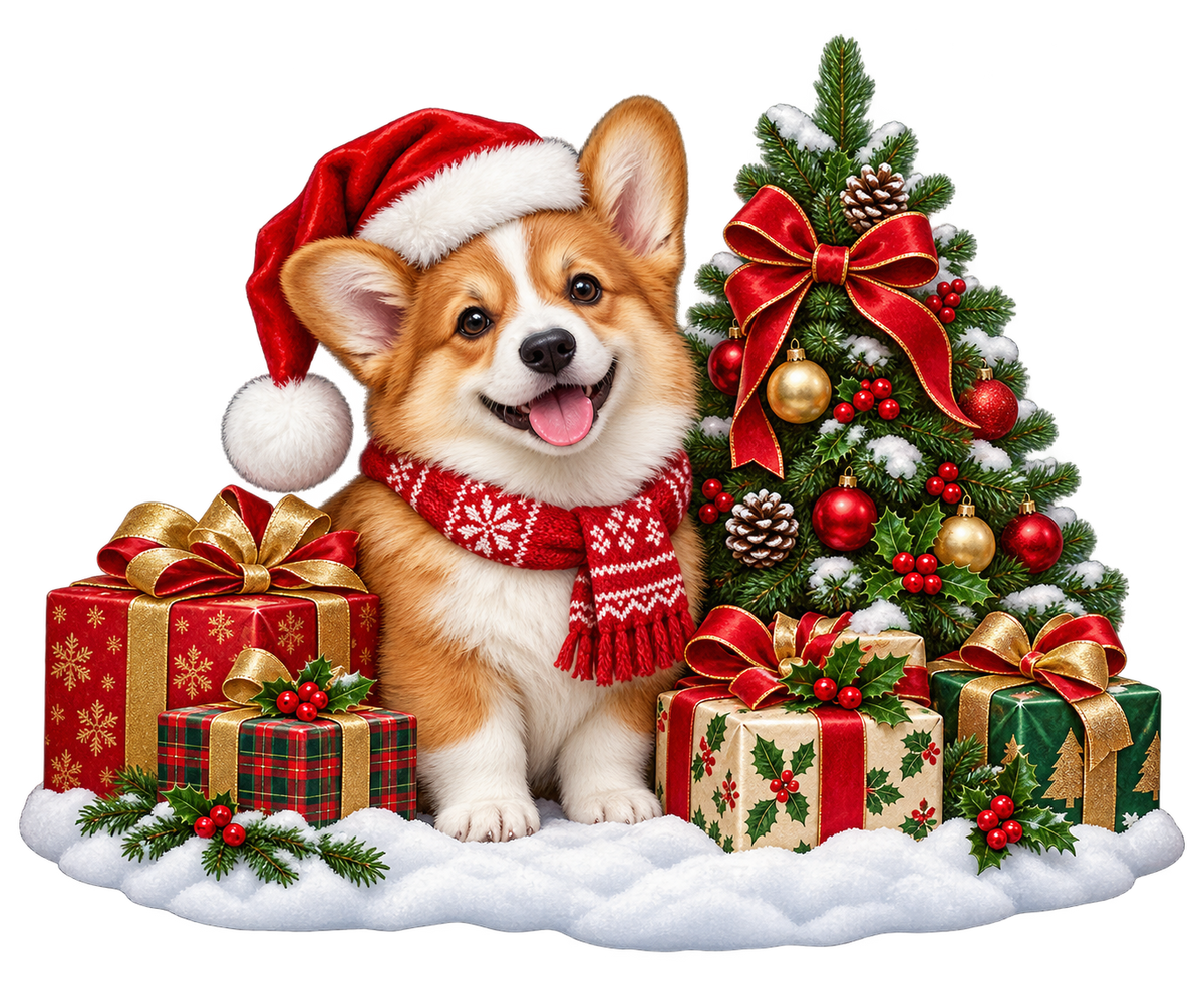 Christmas Corgi standalone decal only