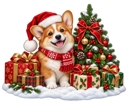 Christmas Corgi standalone decal only