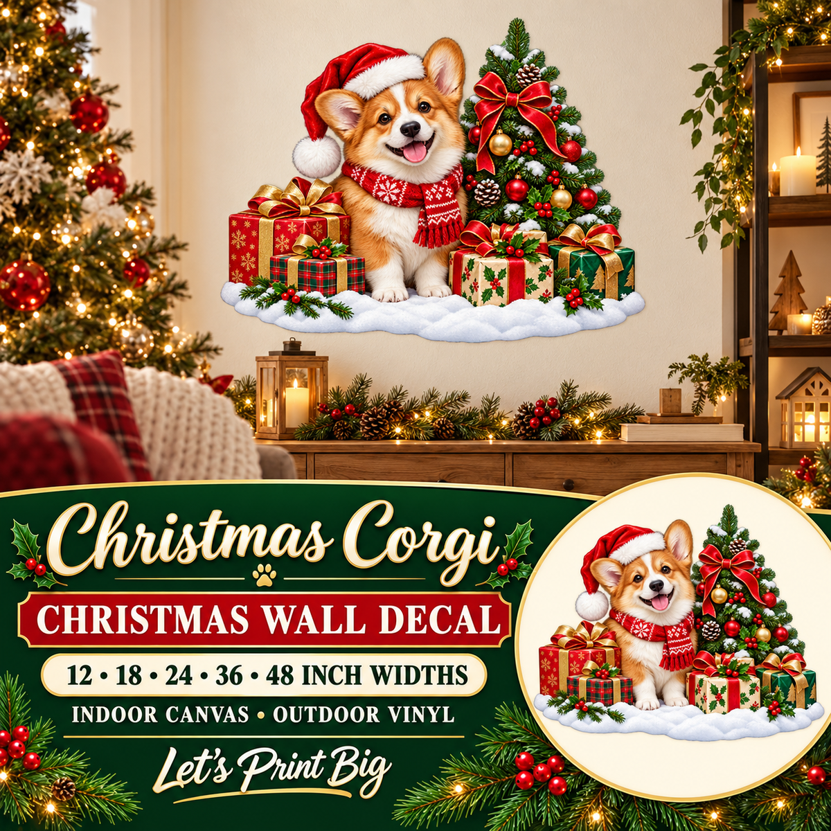 Christmas Corgi summary – 12 to 48 inch widths