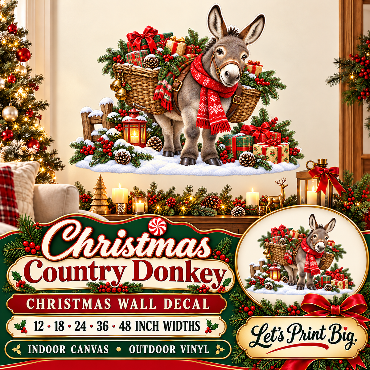 Christmas Country Donkey summary – 12 to 48 inch widths