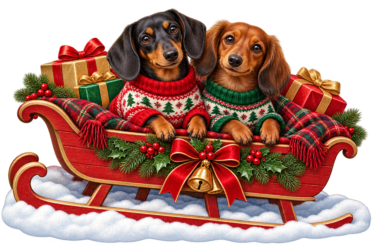 Christmas Dachshund Sleigh Ride standalone artwork