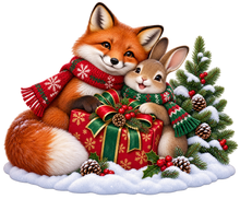 Christmas Fox and Friends standalone decal only