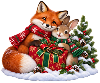 Christmas Fox and Friends standalone decal only