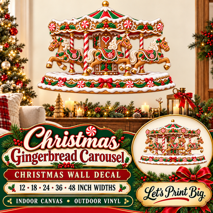 Christmas Gingerbread Carousel summary – 12 to 48 inch widths