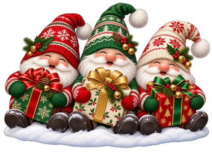 Christmas Gnome Trio standalone decal only