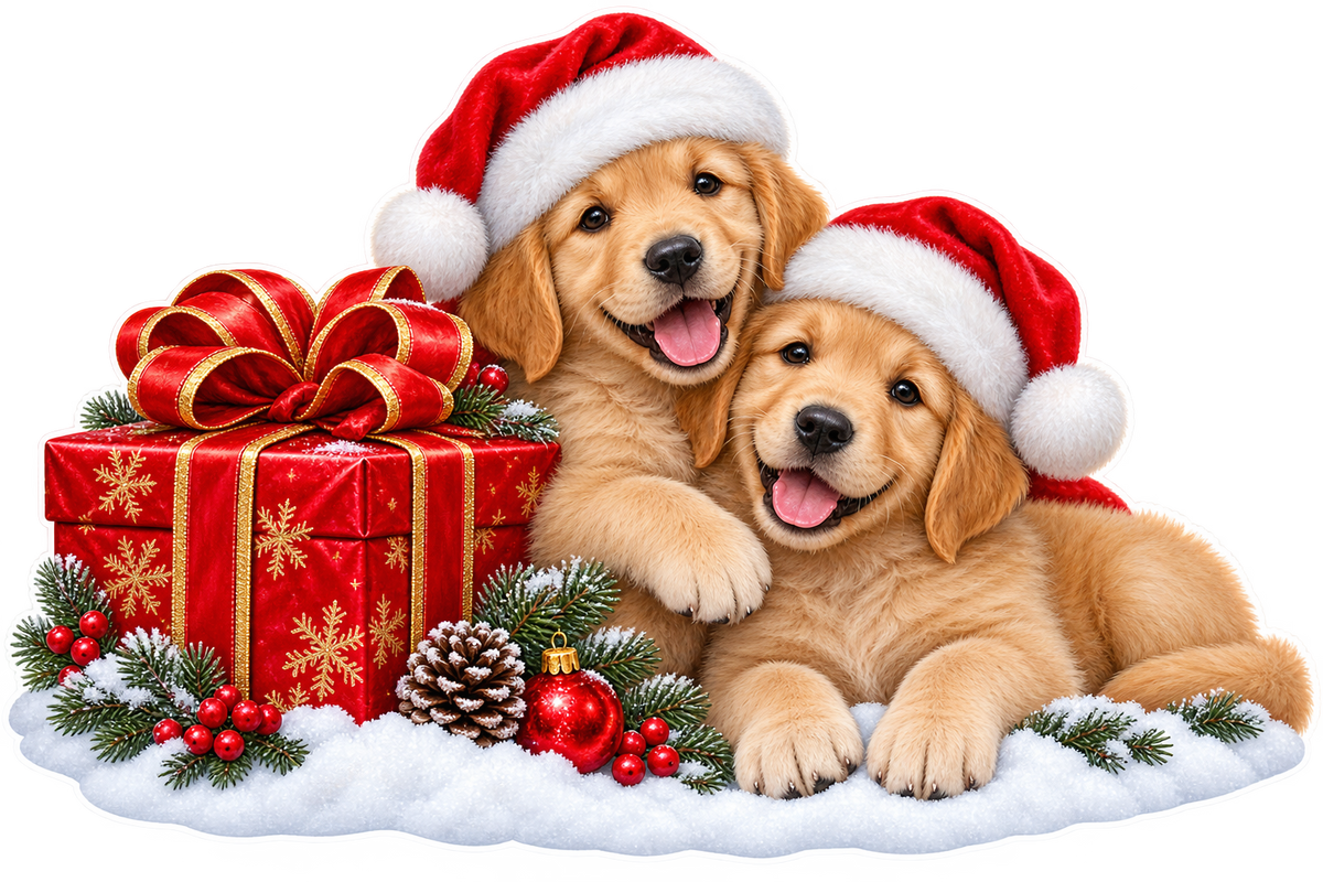 Christmas Golden Retriever Puppies standalone artwork