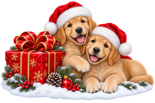 Christmas Golden Retriever Puppies standalone artwork