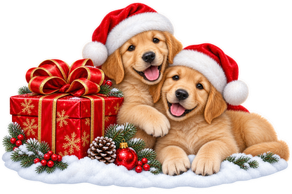 Christmas Golden Retriever Puppies standalone artwork
