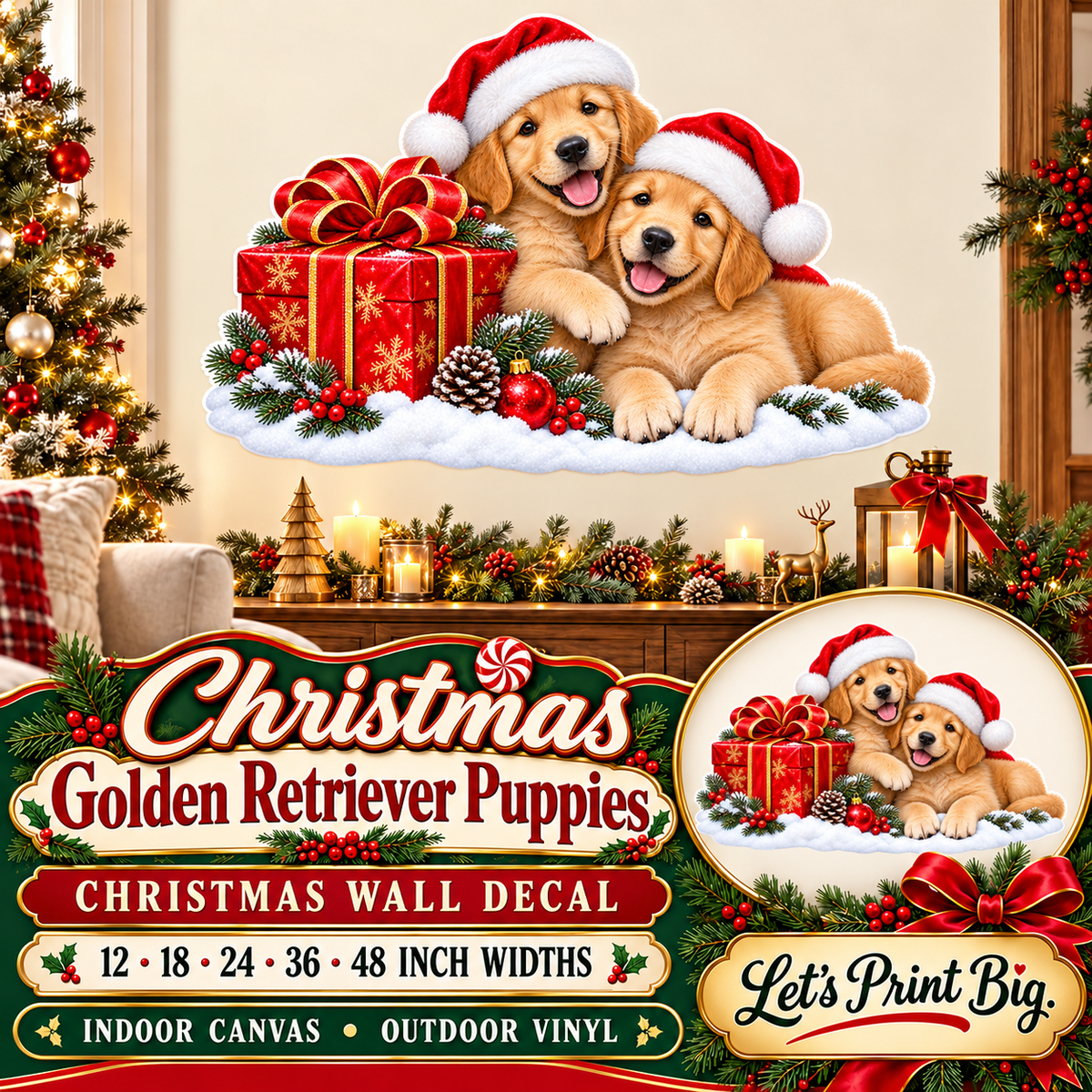 Christmas Golden Retriever Puppies summary – 12 to 48 inch widths