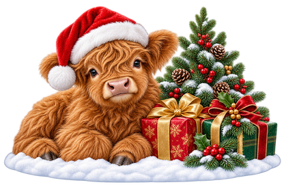 Christmas Highland Calf standalone decal only