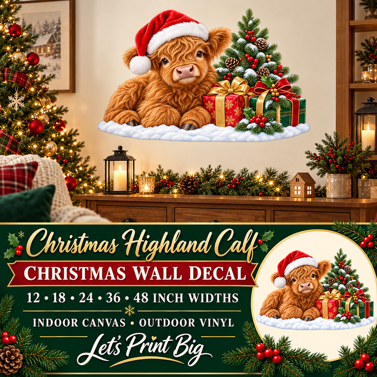 Christmas Highland Calf summary – 12 to 48 inch widths