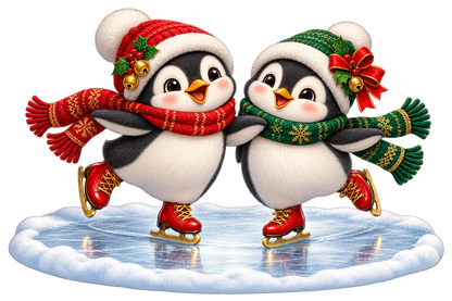 Christmas Ice Skating Penguins standalone artwork