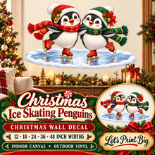 Christmas Ice Skating Penguins summary – 12 to 48 inch widths