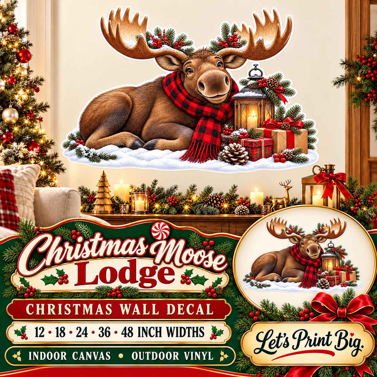 Christmas Moose Lodge summary – 12 to 48 inch widths