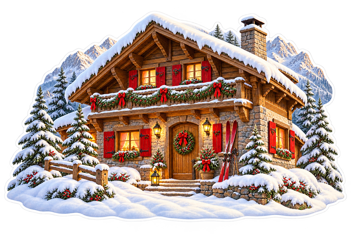 Christmas Mountain Ski Chalet standalone artwork