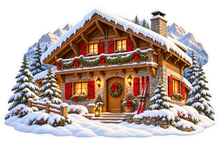 Christmas Mountain Ski Chalet standalone artwork
