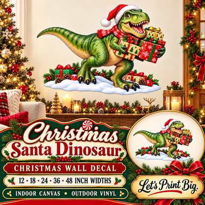 Christmas Santa Dinosaur summary – 12 to 48 inch widths