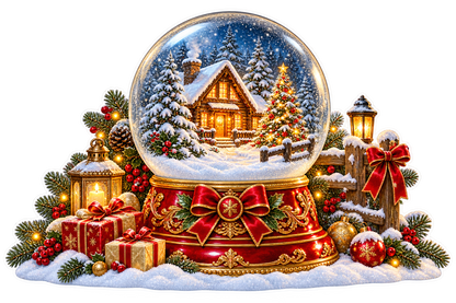 Christmas Snow Globe Cabin standalone artwork