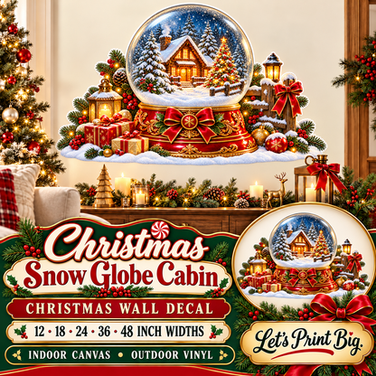 Christmas Snow Globe Cabin summary – 12 to 48 inch widths
