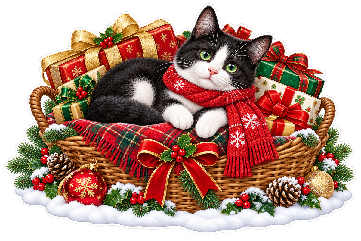 Christmas Tuxedo Cat standalone artwork