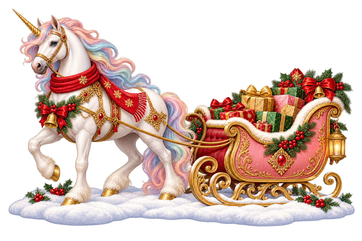 Christmas Unicorn Sleigh standalone artwork