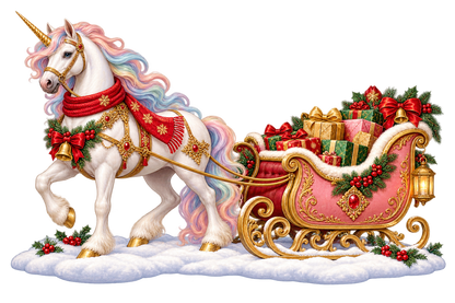 Christmas Unicorn Sleigh standalone artwork