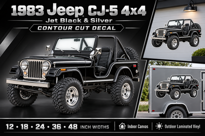 1983 Jeep CJ-5 Jet Black & Silver decal showcase